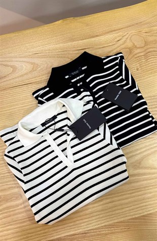 K3603 M.D POLO YAKA ÇİZGİLİ TRİKO T-SHIRT
