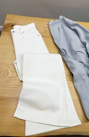 K3832 A.G BOOTCUT GENİŞ PAÇA EKRU JEAN