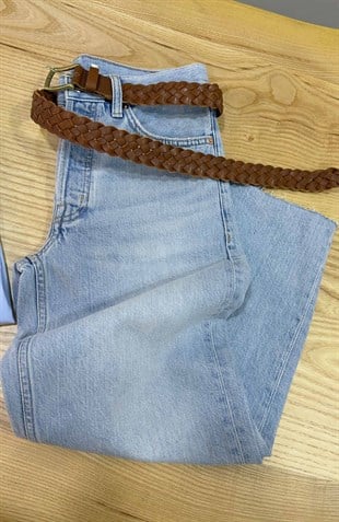 K3985 MDWL KESİK PAÇA DETAYLI MAVİ LİKRASIZ JEAN