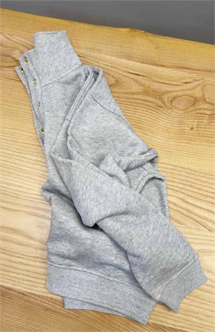 K4564 YARIM ÇITÇITLI GRİ SWEAT