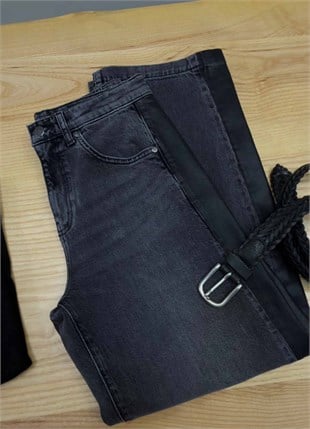 K4594  YANDAN MUMLAMA DETAYLI ANTRASİT BARREL JEAN 