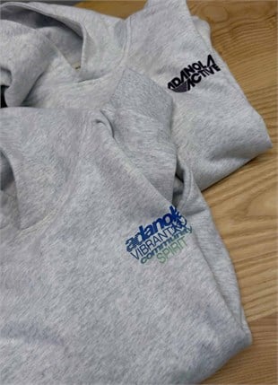 K4596  KAPÜŞONLU    BASKILI GRİ OVERSIZE SWEAT