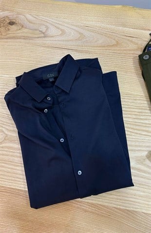 MEN1487 C.OS PAMUK SATEN LACİVERT DÜĞMELİ T-SHIRT