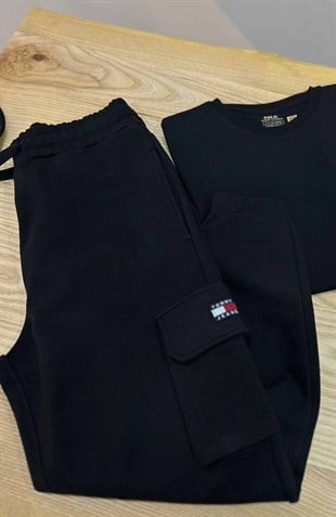 MEN1500 TJ KARGO CEPLİ SİYAH ŞARDONSUZ JOGGER