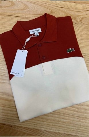 MEN1547 LCS REGULAR FİT KİREMİT/KREM POLO T-SHIRT