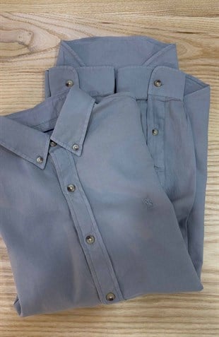 MEN1617 PRL KEMİK DÜĞMELİ PAMUKLU GRİ GÖMLEK