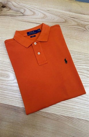 MEN1627 PRL YEŞİL NAKIŞLI TURUNCU  POLO T-SHIRT