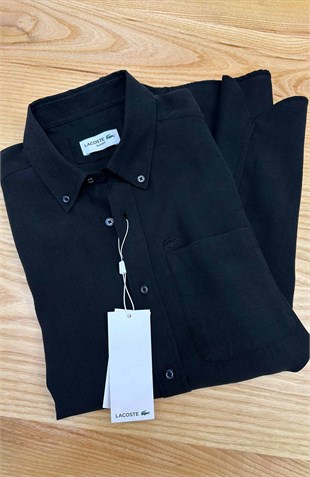 MEN1880 LCT CEPLİ TENCEL SİYAH GÖMLEK