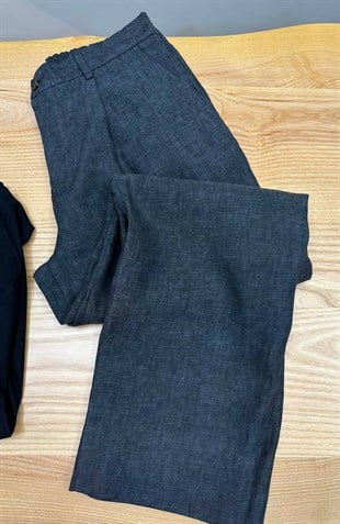 MEN1922 Z. ANTRASİT MELANJ KETEN PANTOLON