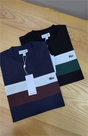 MEN1973 LCT CLASSİC FİT RENK ŞERİTLİ BİSİKLET YAKA T-SHIRT