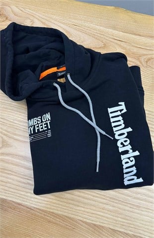 MEN2202  TMB.RLND  ÖN ARKA BASKILI KAPÜŞONLU SİYAH SWEAT