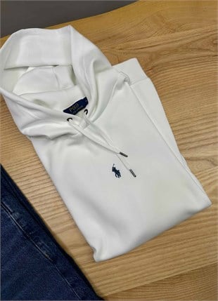 MEN2250 PRL KAPÜŞONLU BEYAZ PAMUKLU SWEAT