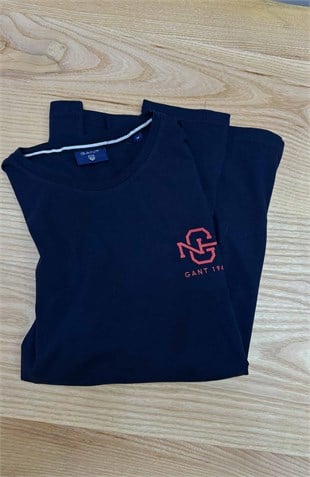MEN2265 GNT BASKILI LACİVERT UZUN KOL T-SHIRT