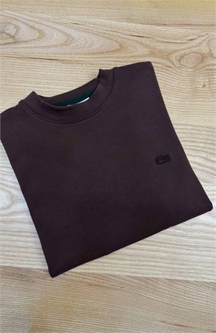 MEN2397 LCT LOOSE FİT TONTATON NAKIŞLI KAHVERENGİ MODAL SWEAT