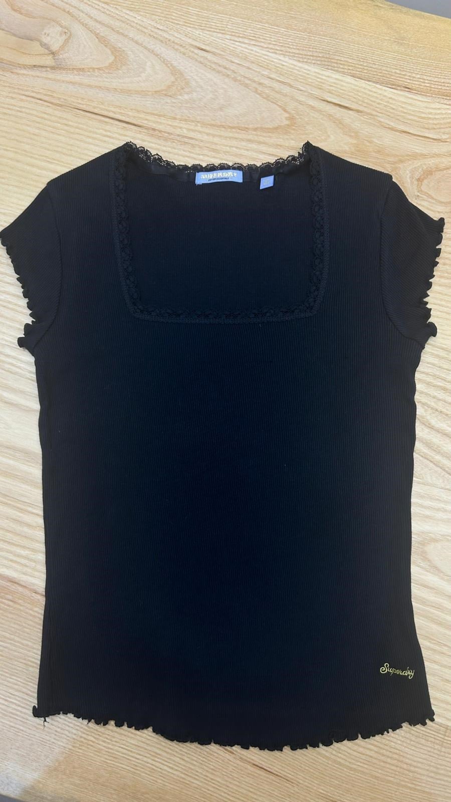 004 DANTELLİ KARE YAKA LACİVERT T-SHIRT