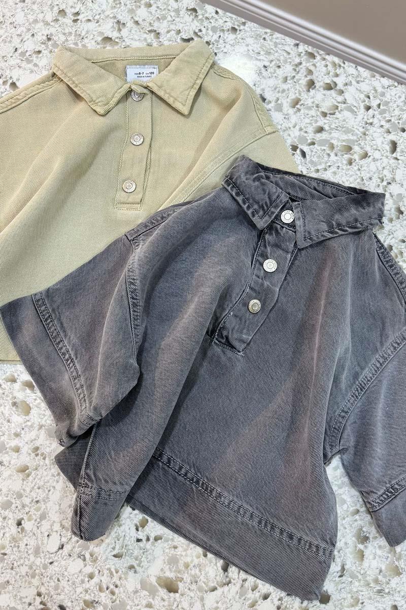 C1371 KISA KOL YARIM ÇITÇIT KAPAMALI DENİM CROP