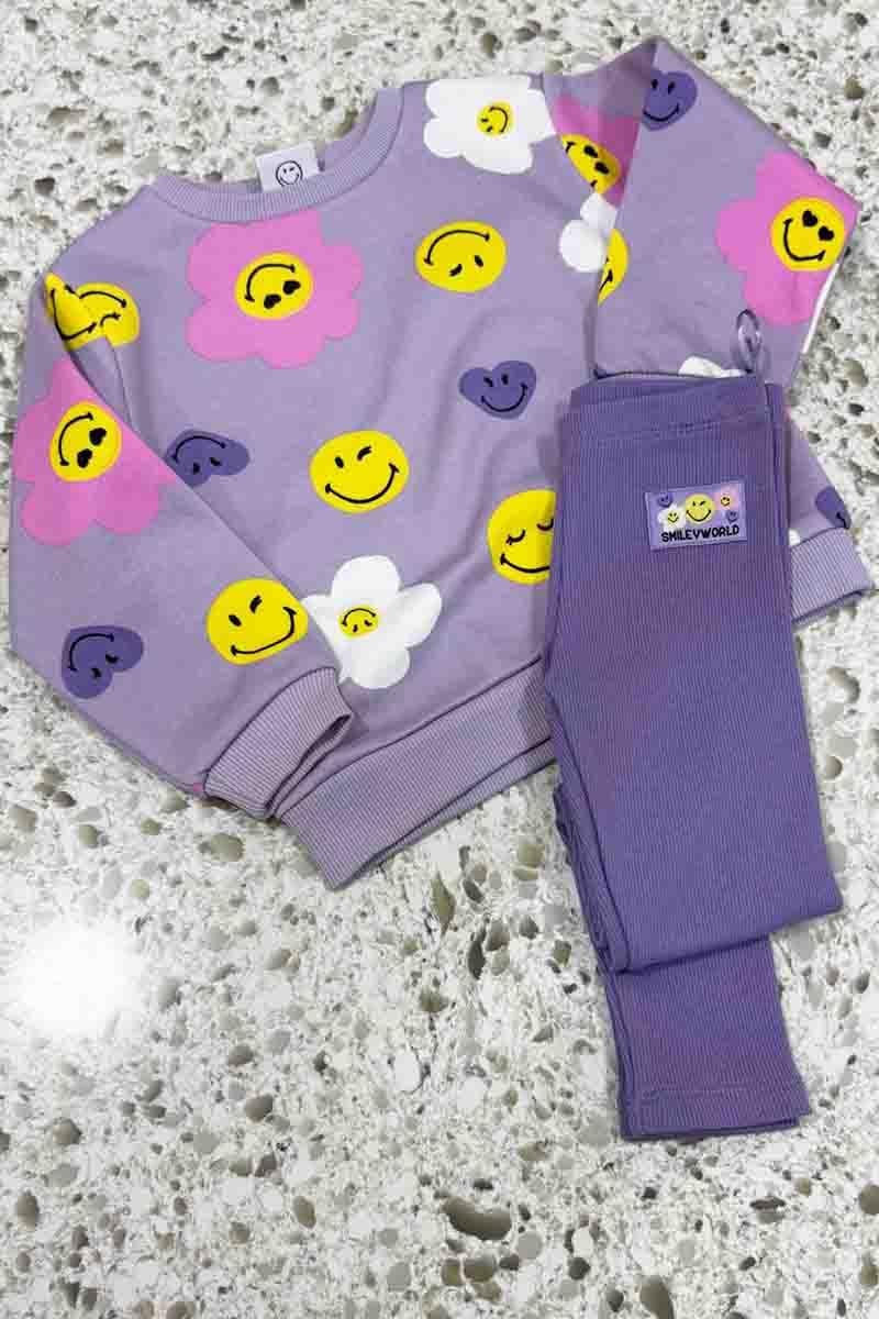 C1725 SMILEY DESENLİ LİLA TAKIM