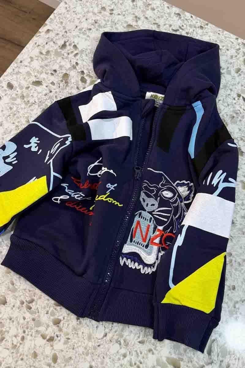 C1736 KNZO KAPÜŞONLU BASKI/NAKIŞLI LACİVERT HIRKA