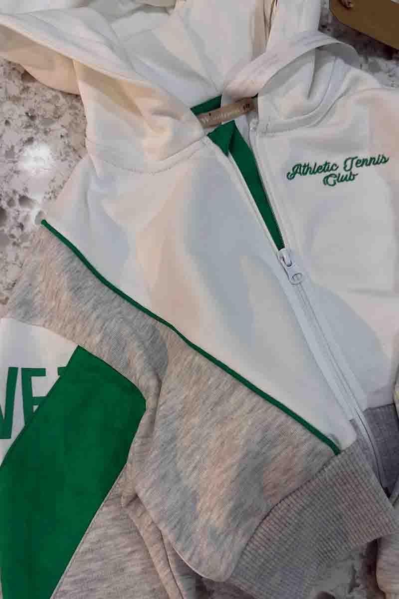 C1761 W.POINT YEŞİL NAKIŞLI KAPÜŞONLU CROP HIRKA