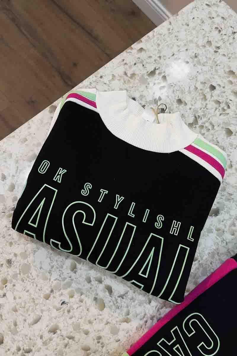 C1810 W.POİNT SİLİKON BASKILI SİYAH SWEAT