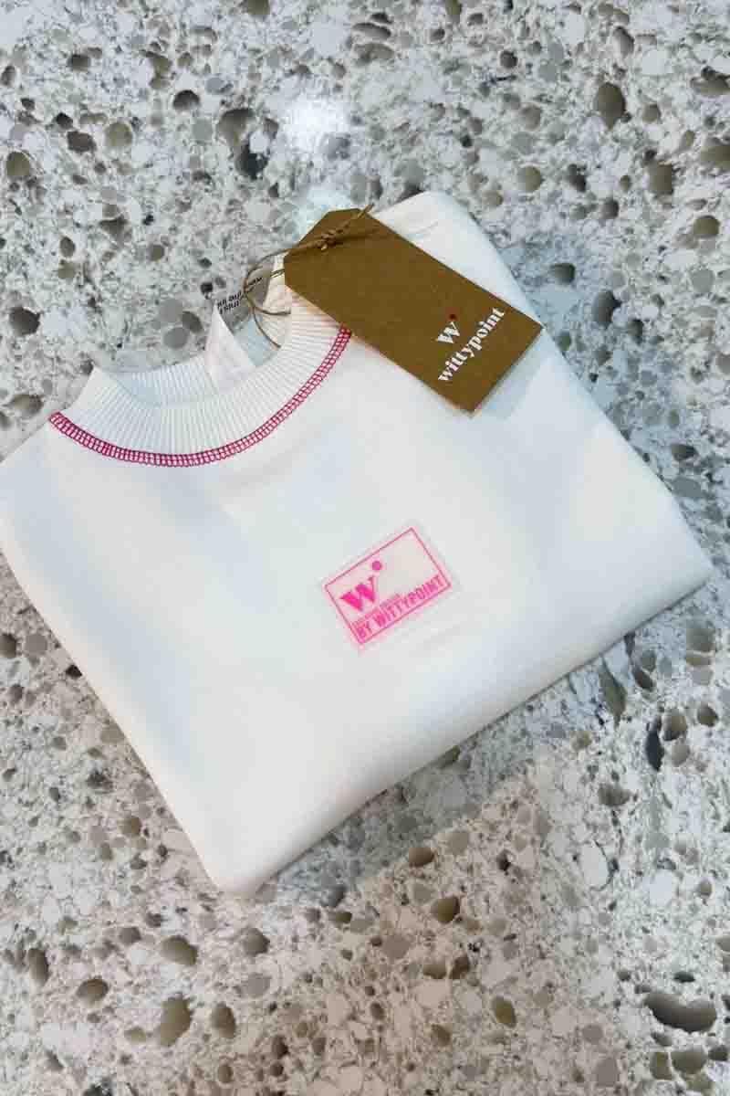C1843 W.POİNT PEMBE DİKİŞ DETAYLI EKRU SWEAT