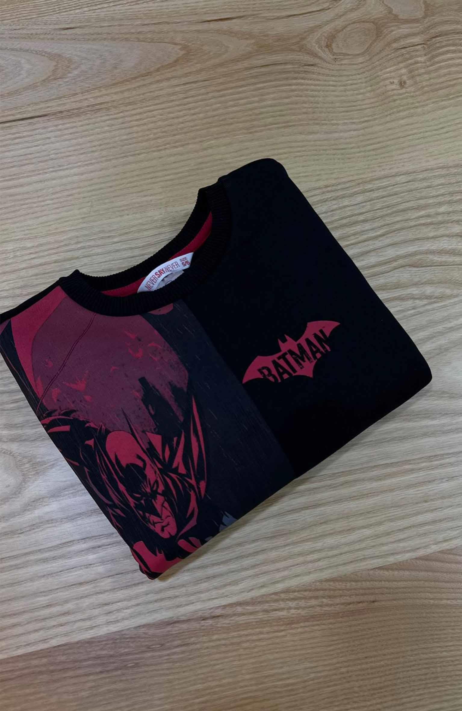 C2056 BATMAN BASKILI SİYAH SWEAT