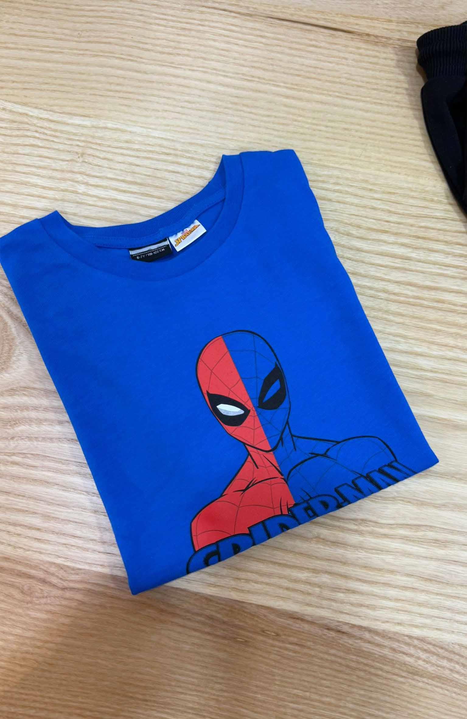 C2158 SPDRMN BASKILI SAKS MAVİ UZUN KOL T-SHIRT