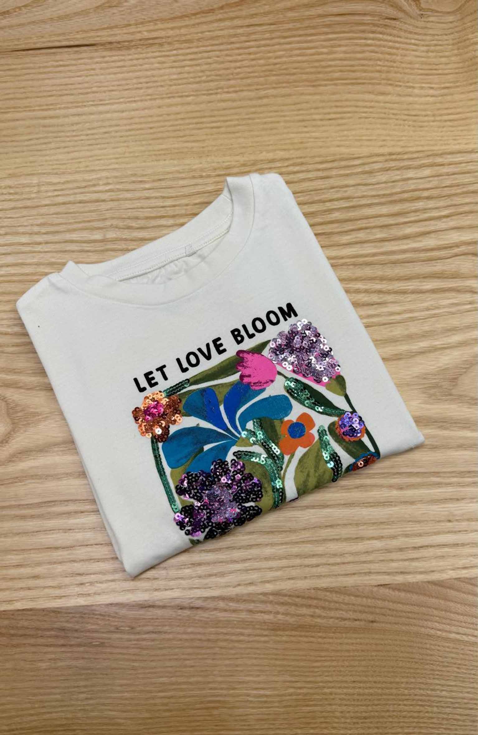 C2184 NE.XT PAYETLİ KREM T-SHIRT
