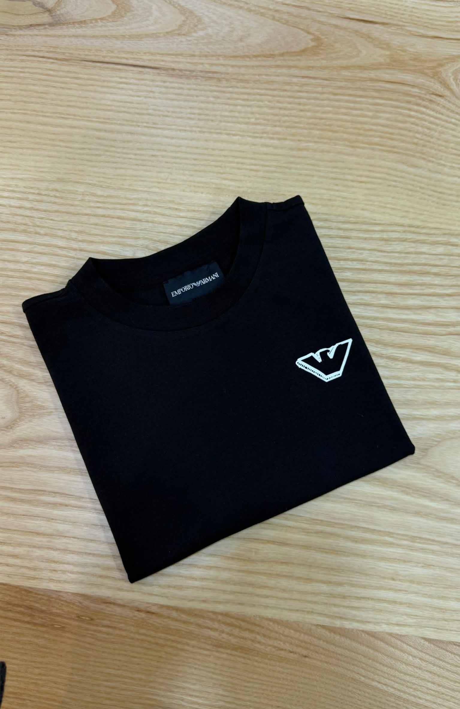C2232 E.A SIRT BASKI DETAYLI SİYAH T-SHIRT