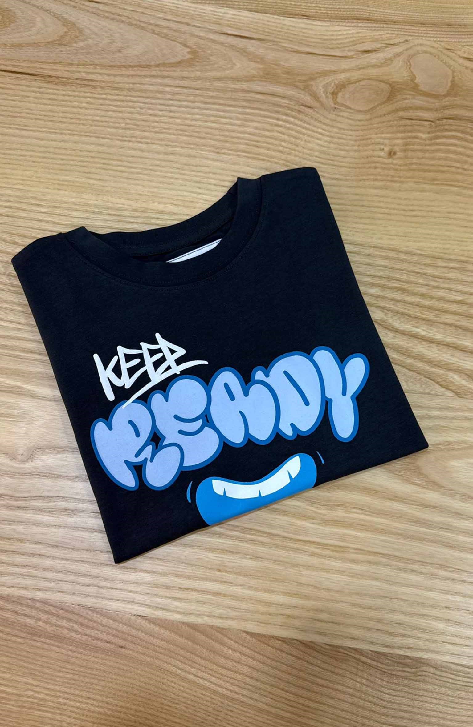 C2243 GRAFFİTİ YAZI BASKILI ANTRASİT T-SHIRT