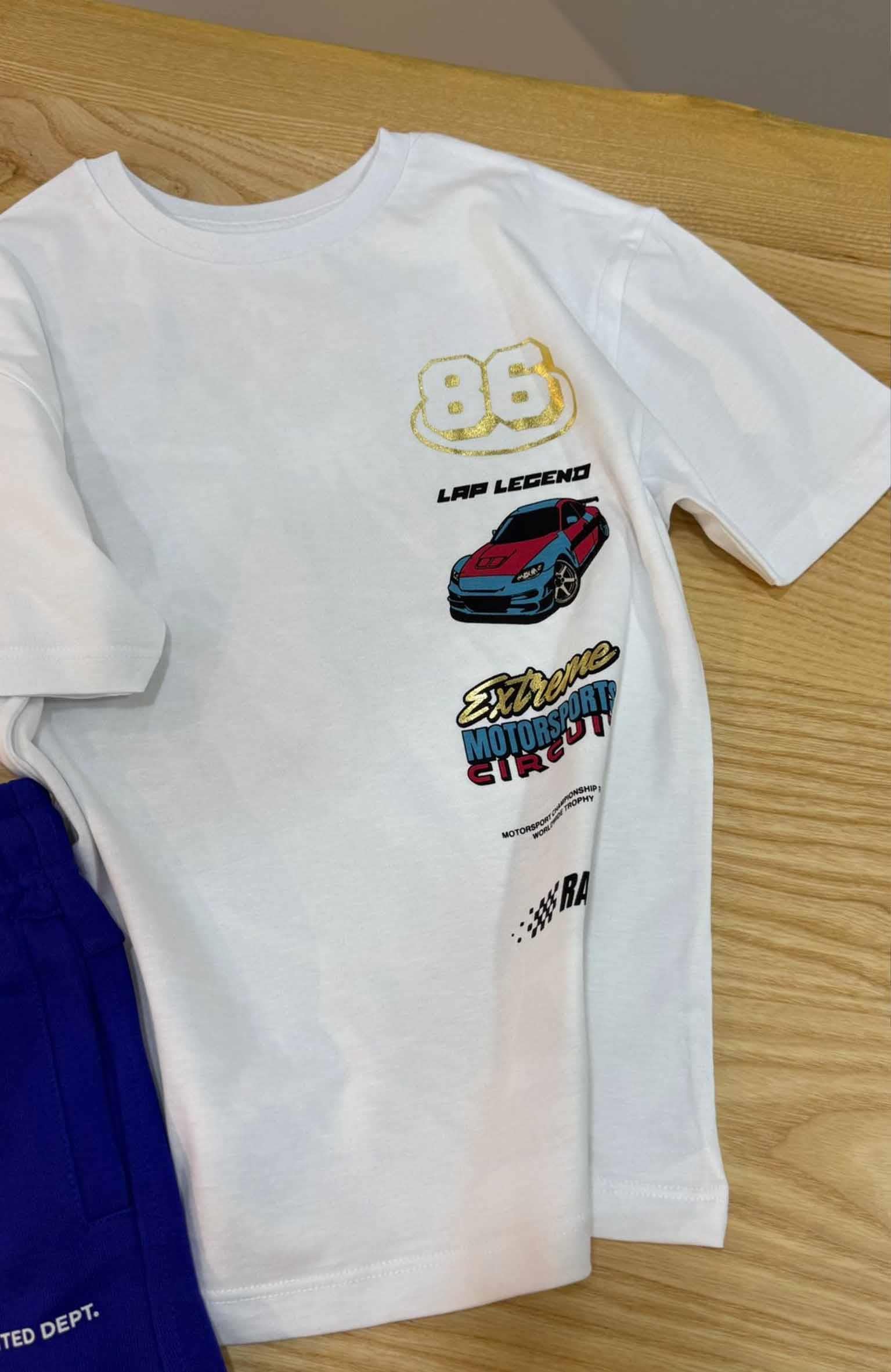 C2278 ARABA BASKILI BEYAZ T-SHIRT