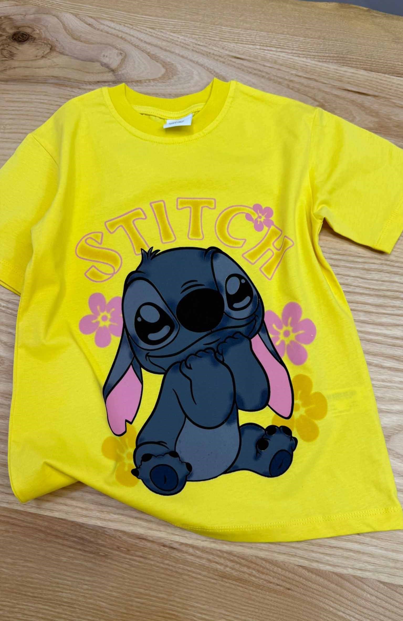 C2292 STITCH BASKILI SARI T-SHIRT