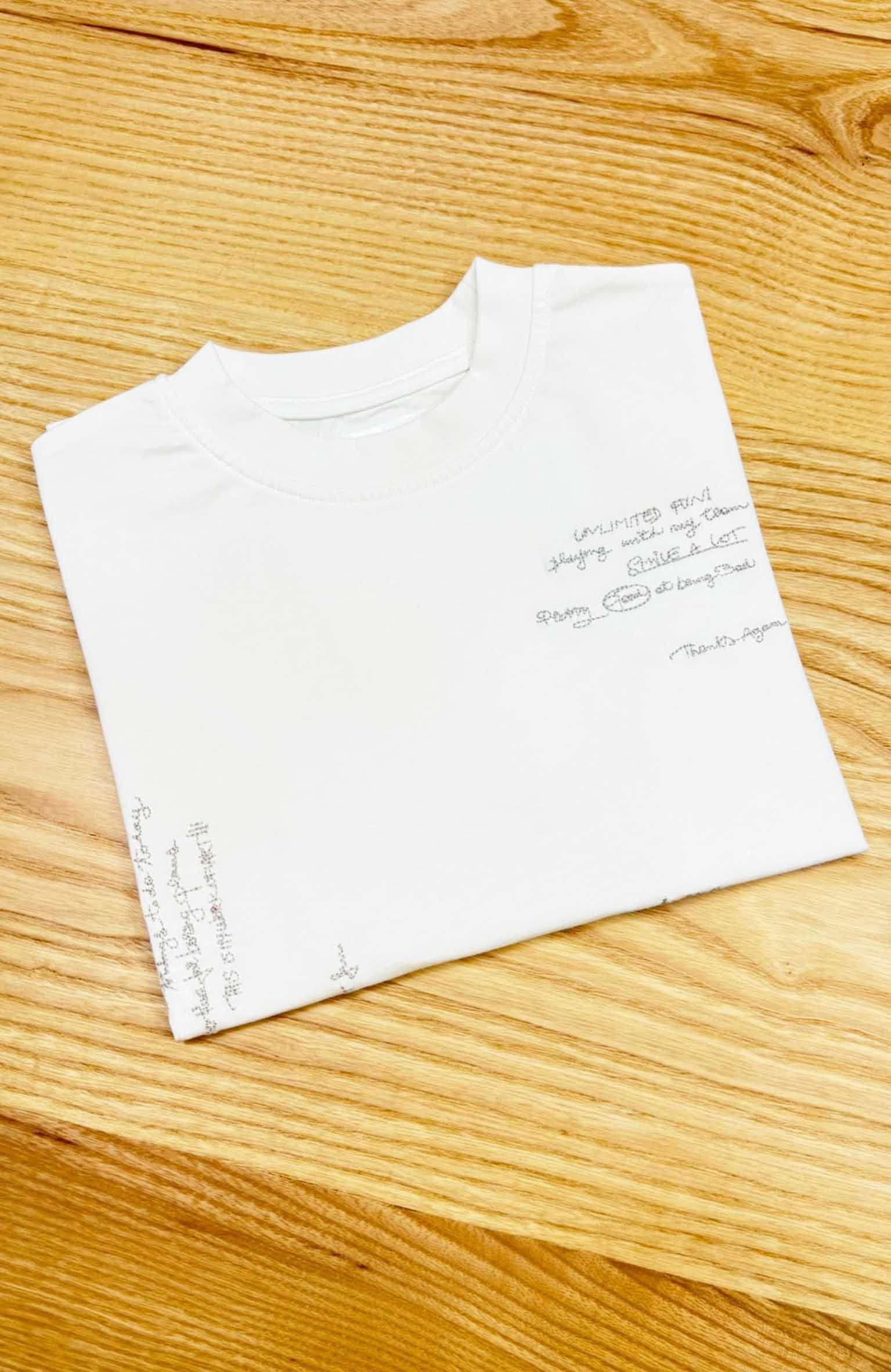 C2298 ZR NAKIŞ YAZI DETAYLI KREM T-SHIRT