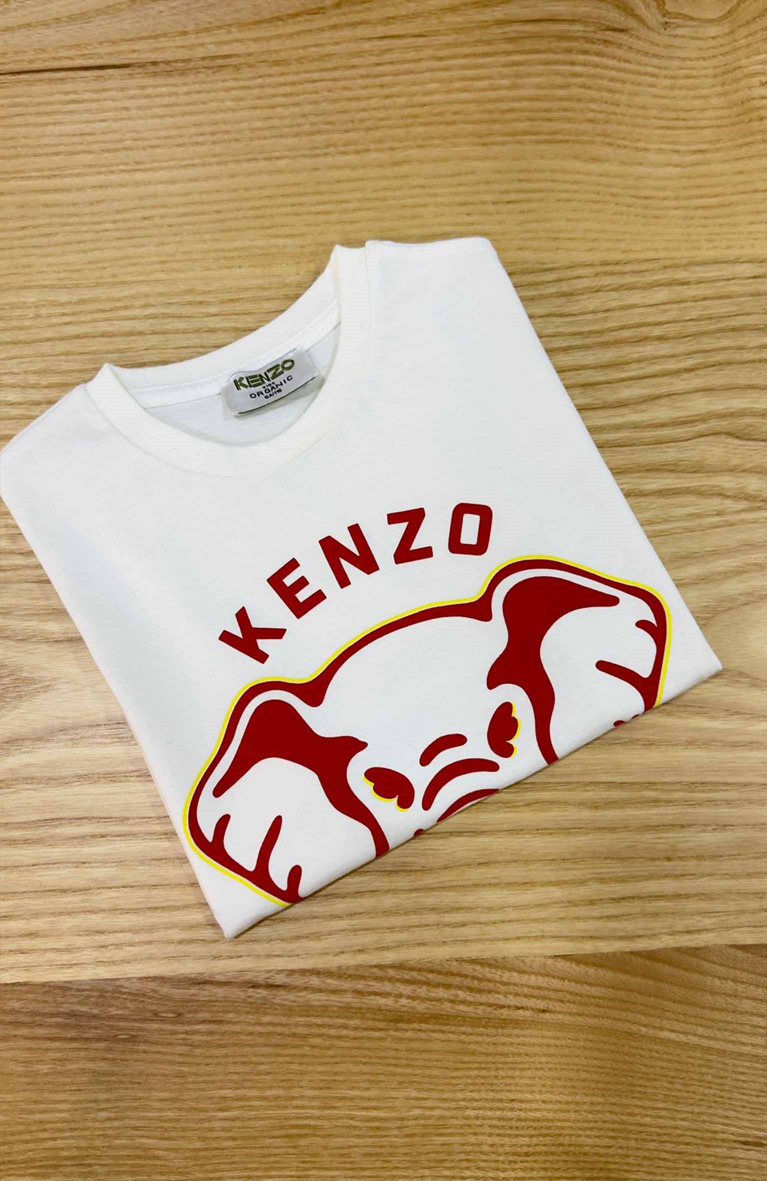 C2341 KNZ FİL BASKILI BEYAZ T-SHIRT