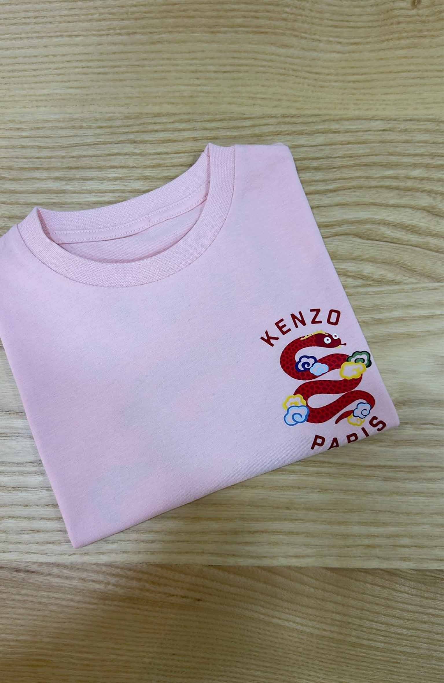 C2390 KNZ YILAN BASKILI PEMBE T-SHIRT