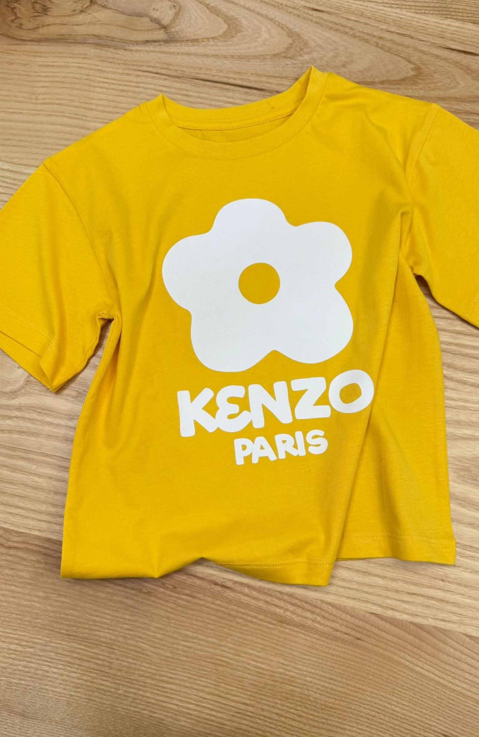 C2398 KNZ ÇİÇEK BASKILI SARI T-SHIRT