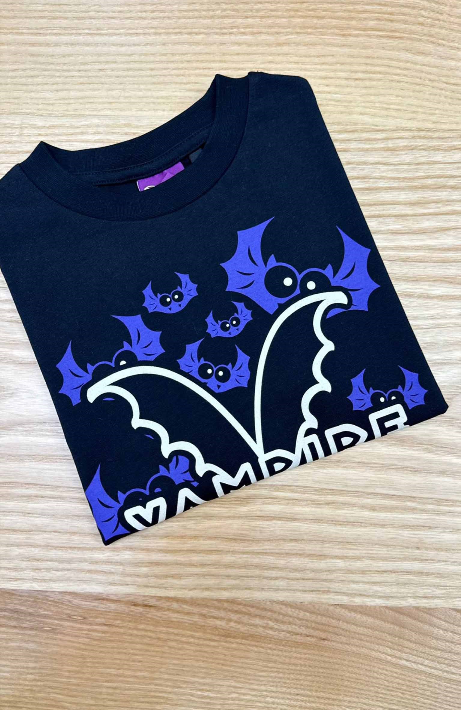 C2433 VNS VAMPİR BASKILI SİYAH T-SHIRT