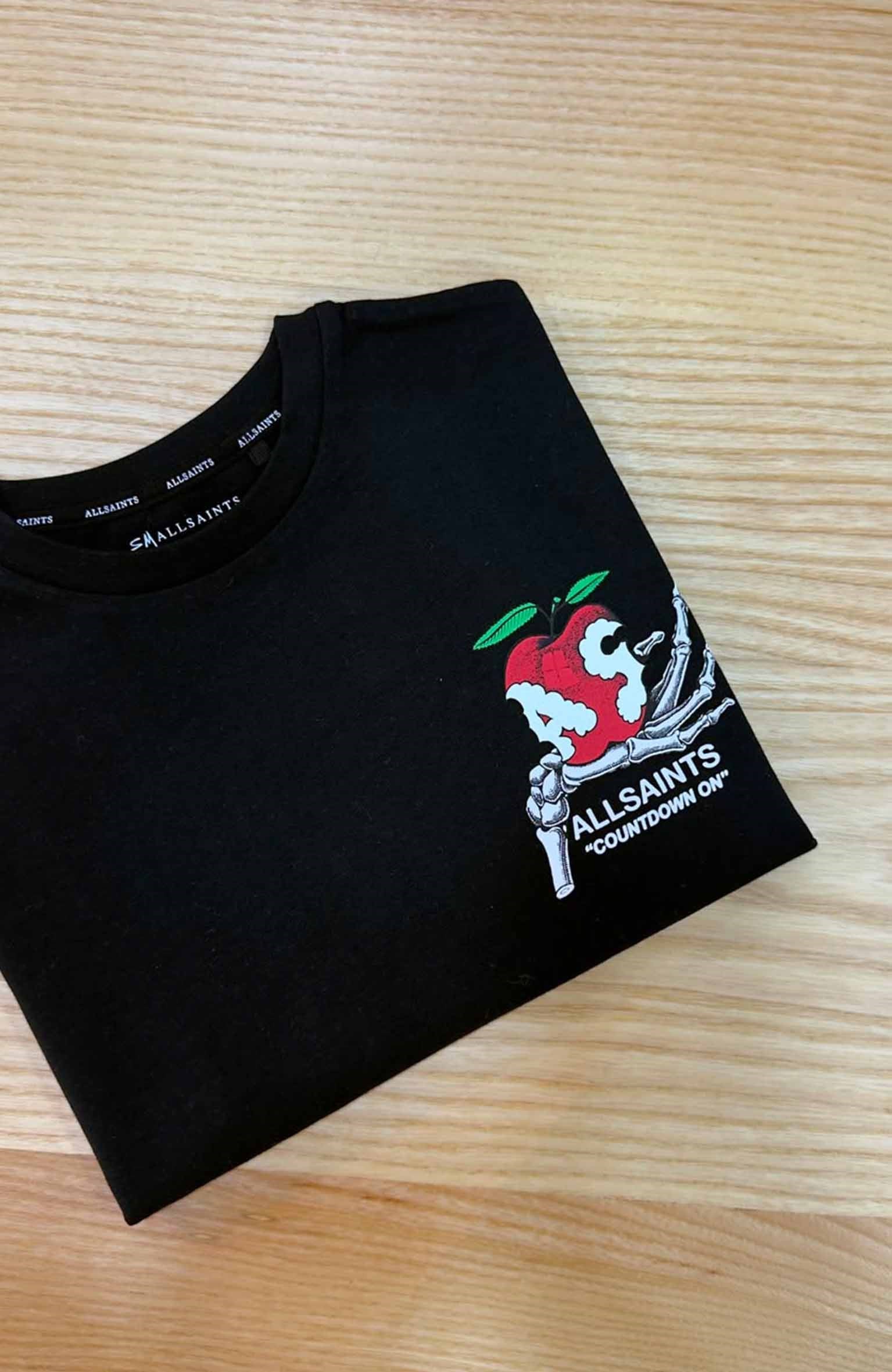 C2456 ALL S. ÖN/ARKA ELMA BASKILI SİYAH T-SHIRT