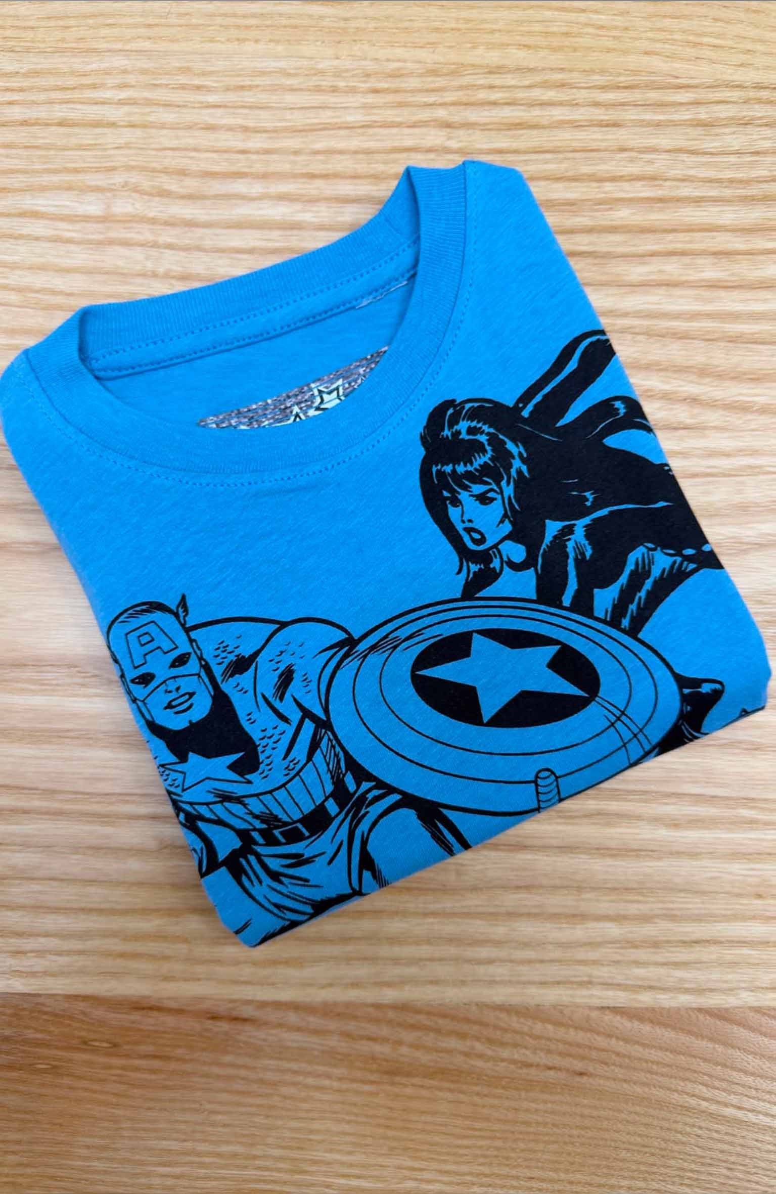 C2496 AVANGERS BASKILI MAVİ T-SHIRT