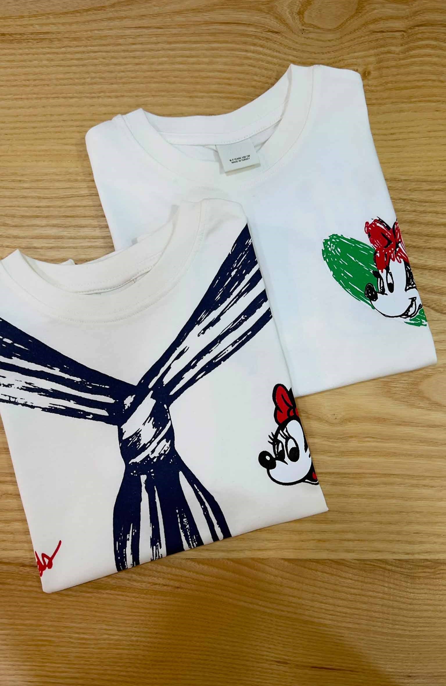 C2499 MİNNİE ÖN/ARKA BASKILI BEYAZ T-SHIRT
