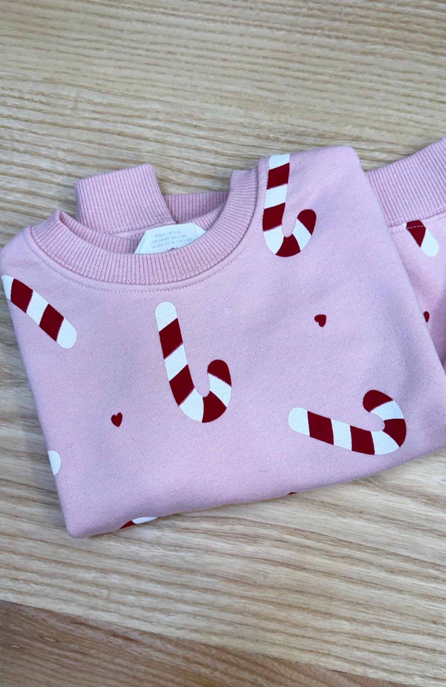 C2812 H.M BASTON ŞEKER DESENLİ PEMBE SWEAT