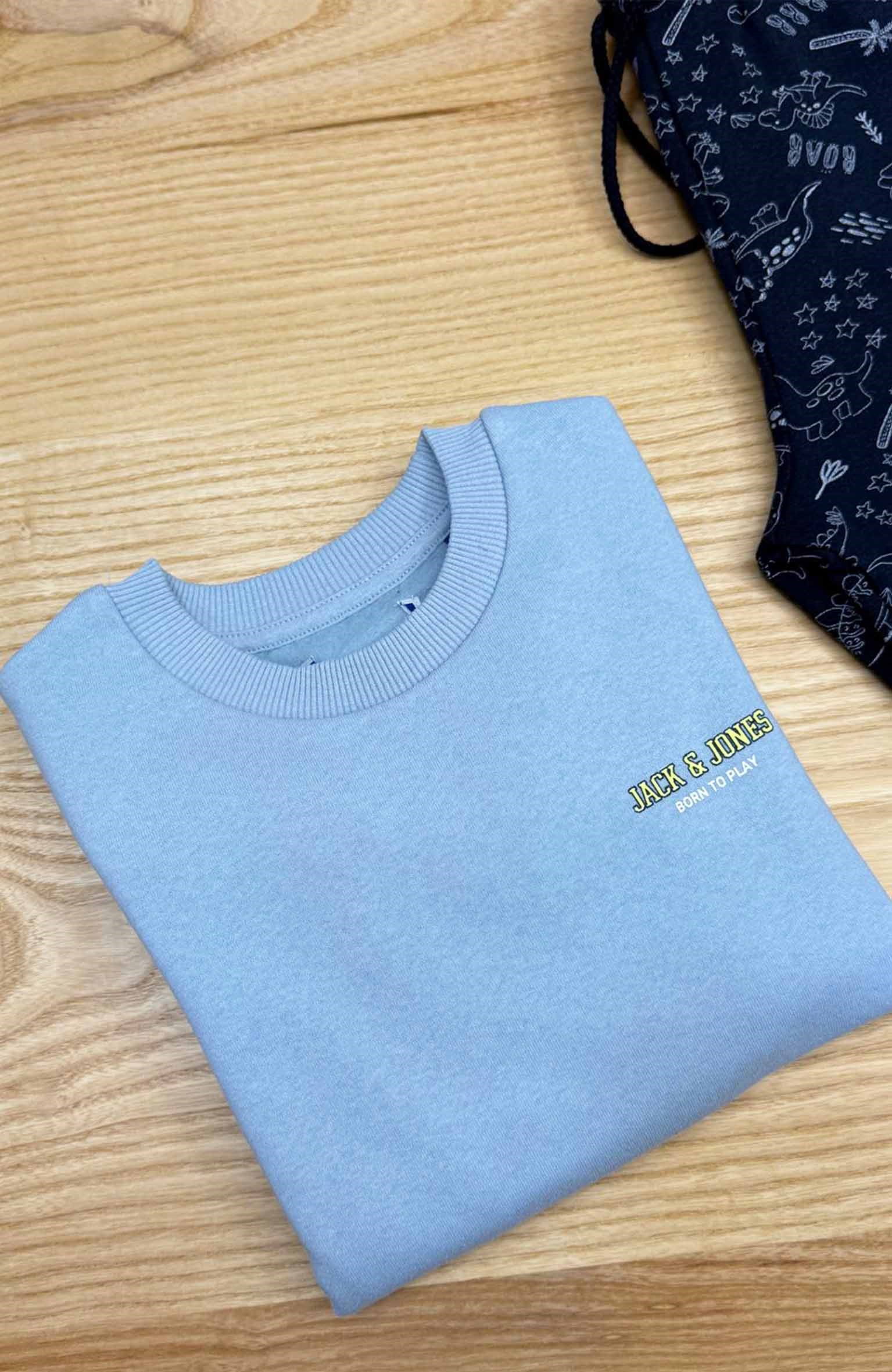 C2835 J&J SIRT BASKILI MAVİ SWEAT
