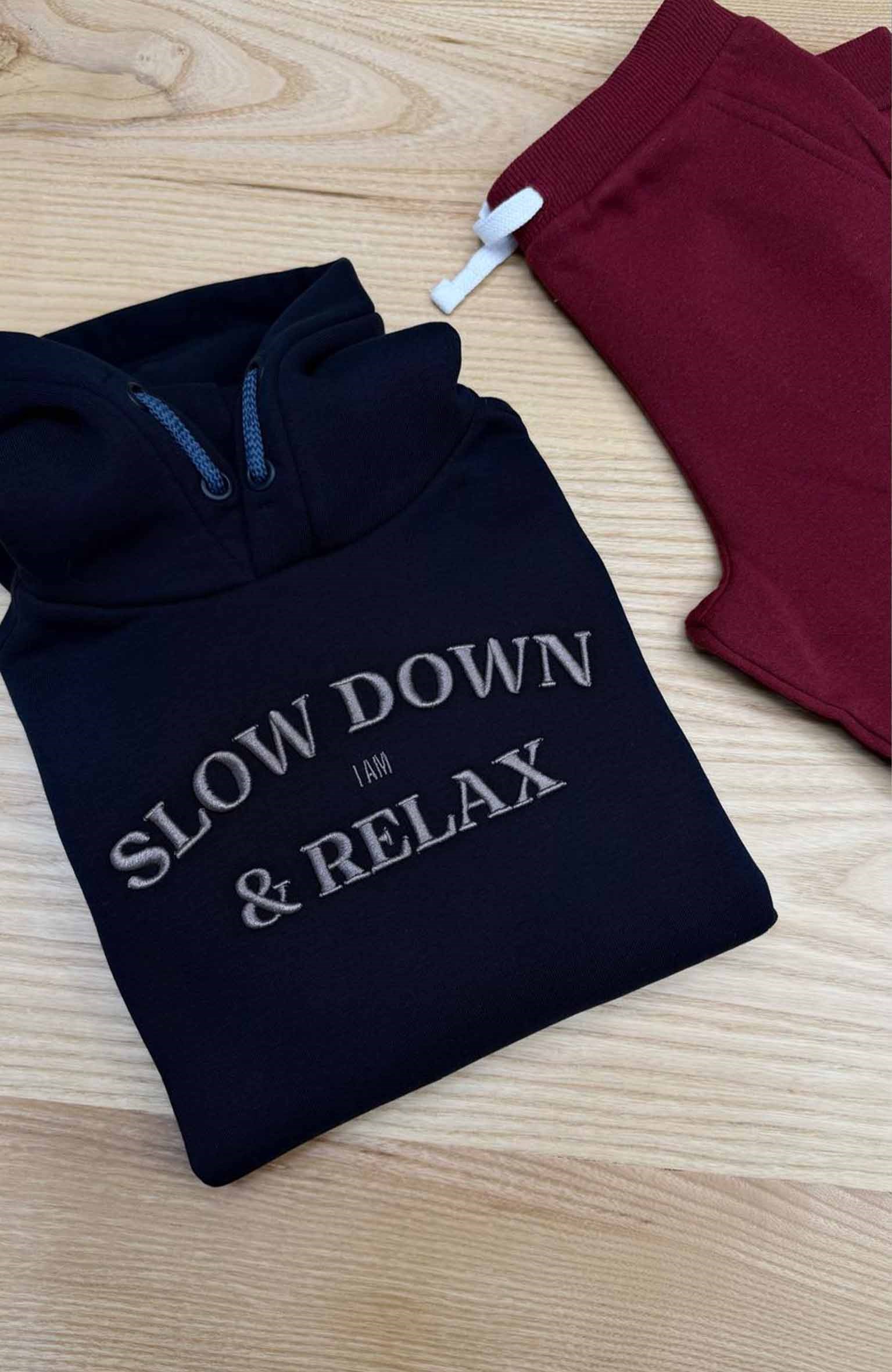 C2838 NAKIŞLI KAPÜŞONLU LACİVERT SWEAT