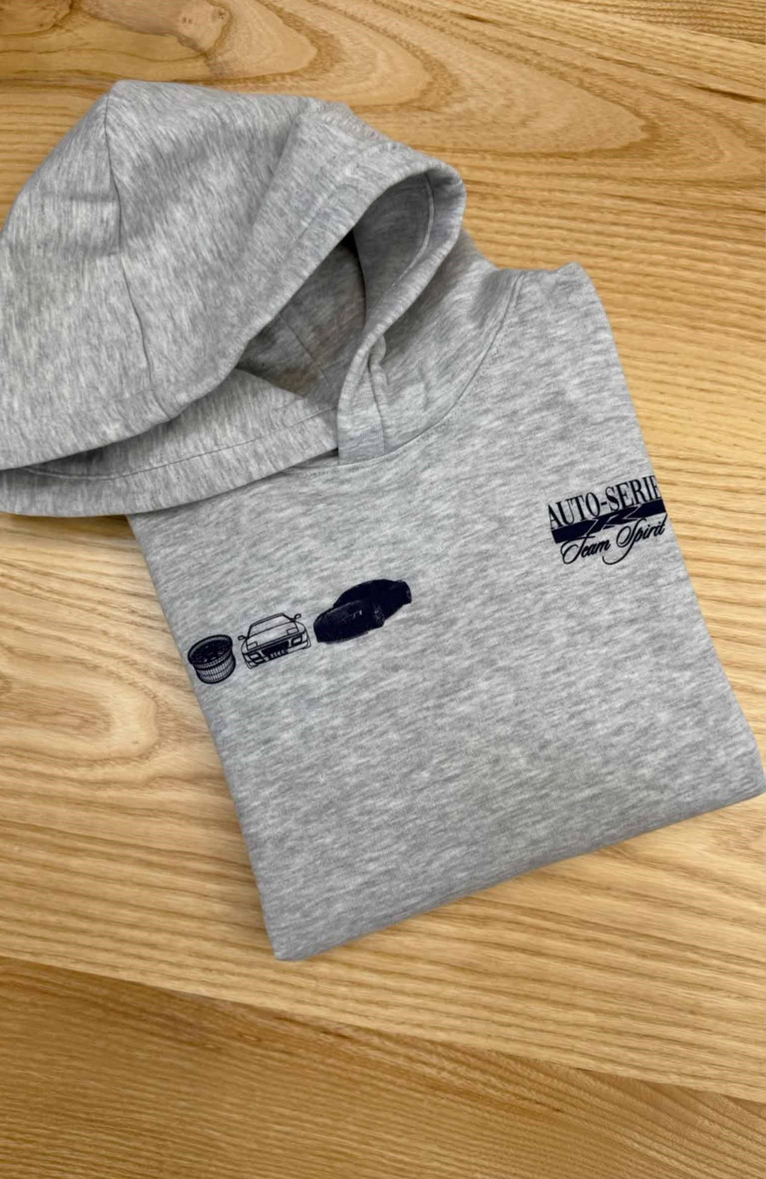 C2843 AUTO ÖN/ARKA BASKILI GRİ KAPÜŞONLU SWEAT