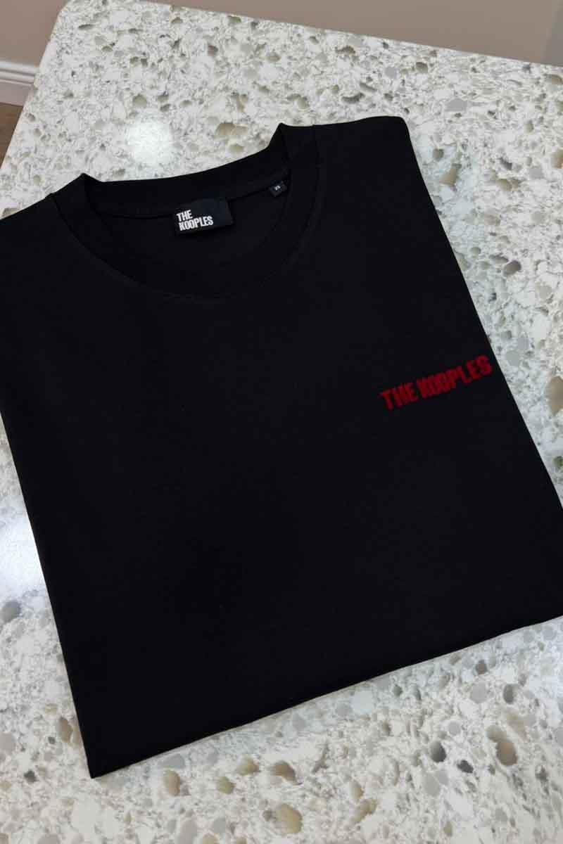 K2395 T.KPLS PAMUKLU KADİFE BASKILI SİYAH T-SHIRT