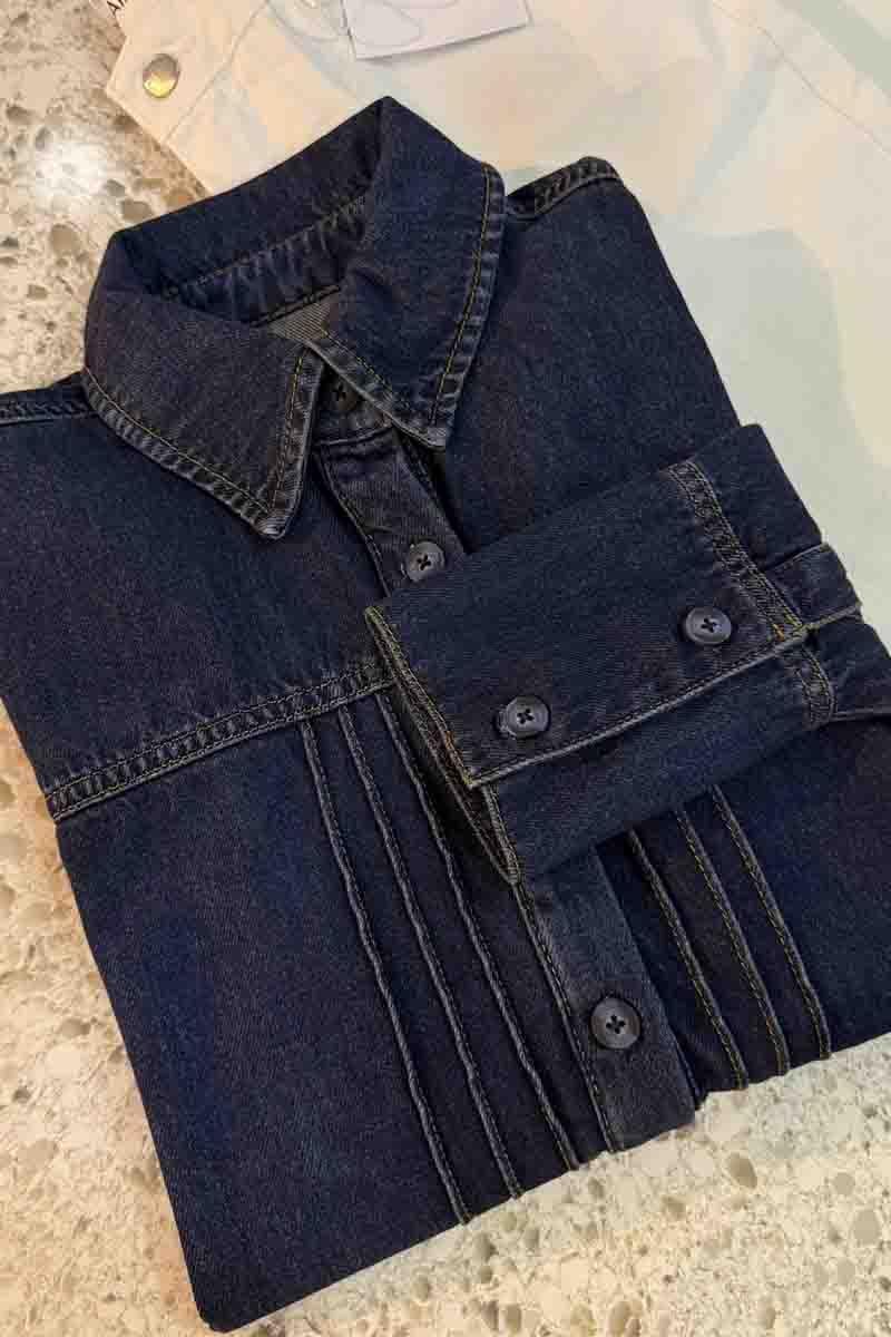 K2864 MDWL GENİŞ MANŞETLİ DİKİŞ DETAYLI LACİVERT CEKET