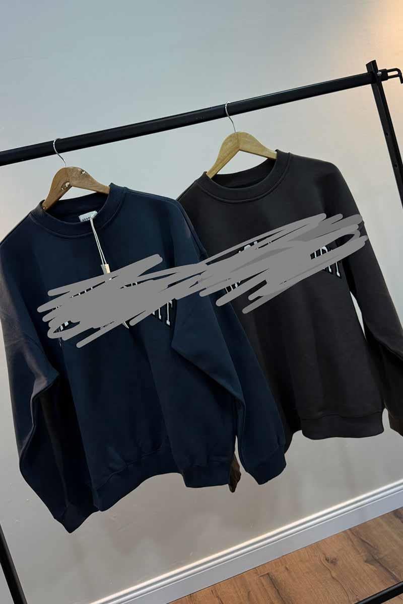 K2925 BİSİKLET YAKA NAKIŞLI OVERSIZE SWEATSHIRT
