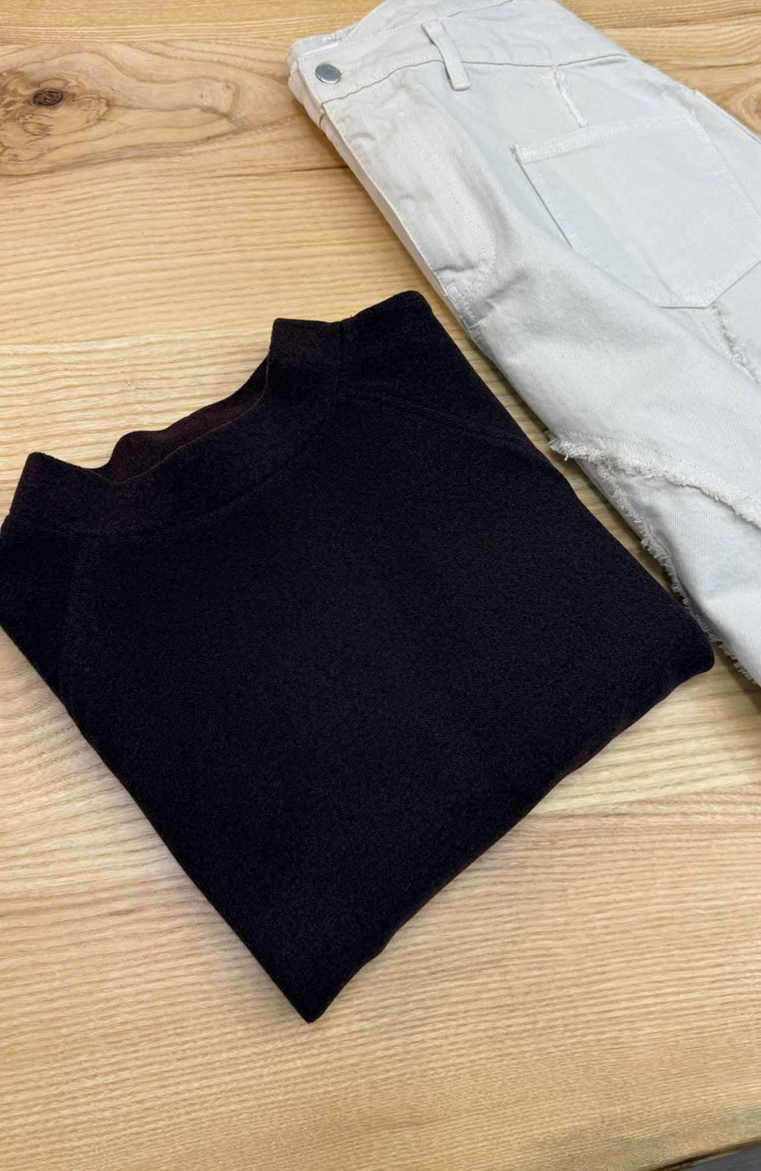 K3181 OP.US DİK YAKA ACI KAHVE YUMOŞ SWEAT