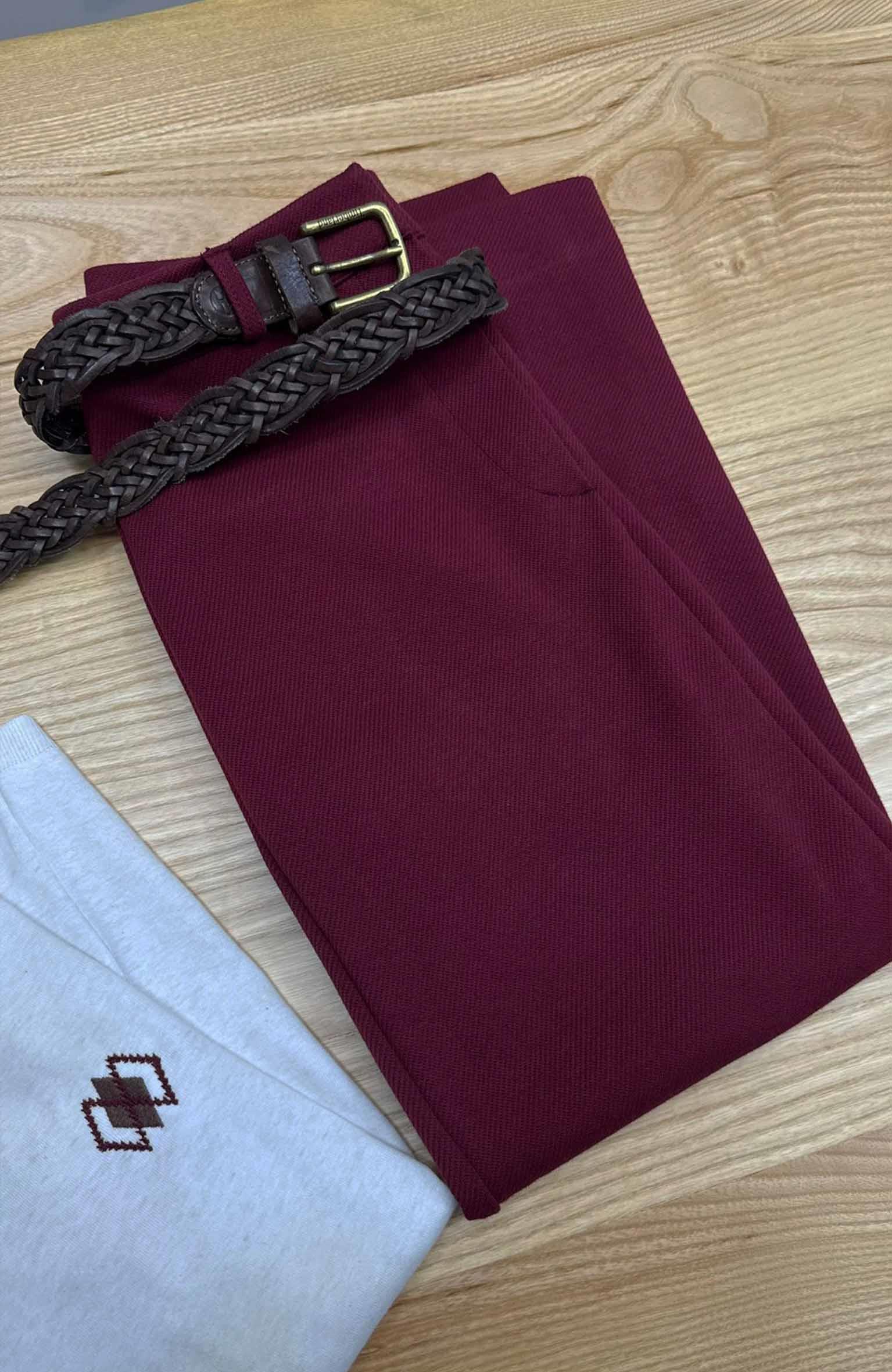 K3345 RSRVD DOKULU BORDO MAXİ ETEK