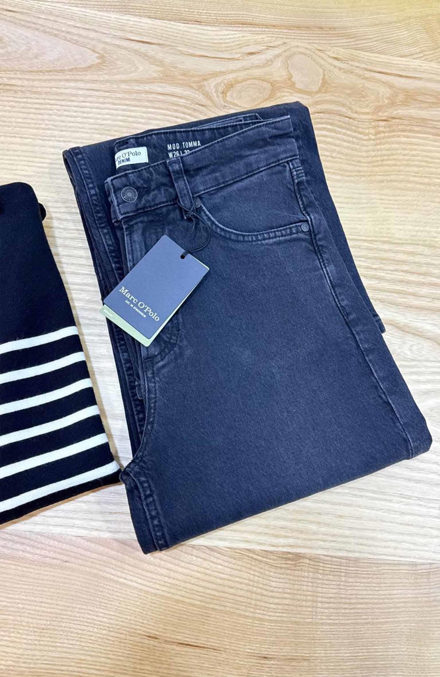 K3397 M.POLO WİDE LEG YIKAMALI SİYAH DENİM PANTOLON
